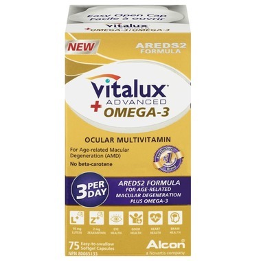 Vitalux Advanced + Omega 3 Ocular Multivitamin 2 x 75 Softgels Canadian