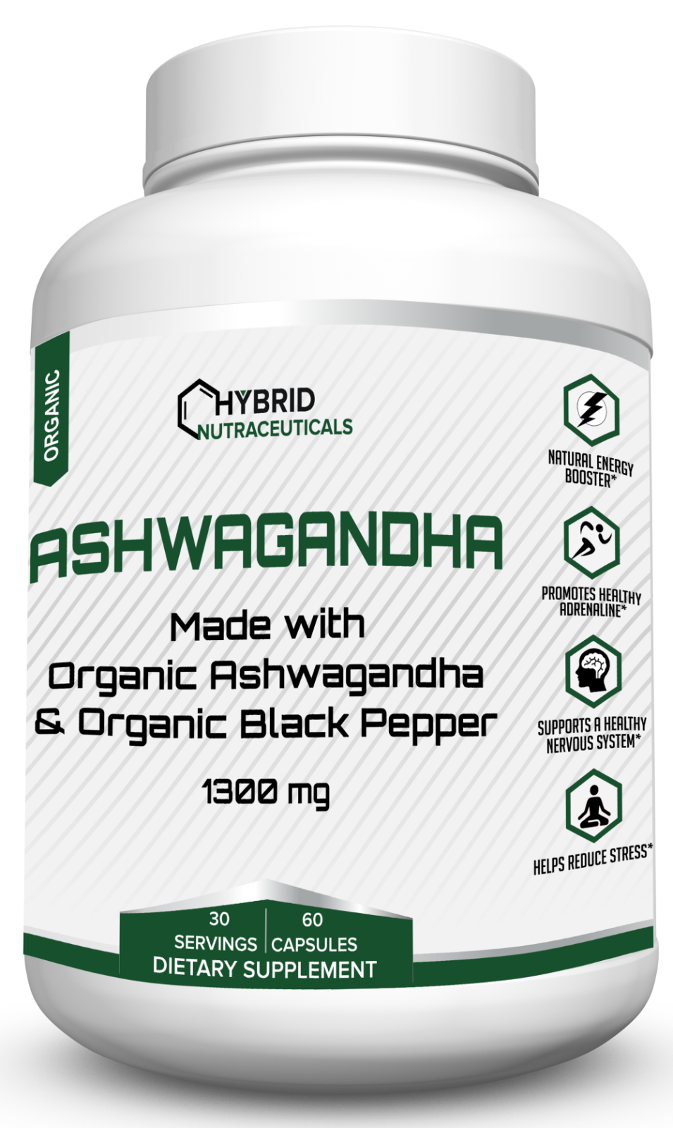 Organic Ashwagandha Capsules - Thyroid Support and Adrenal Fatigue Supplement