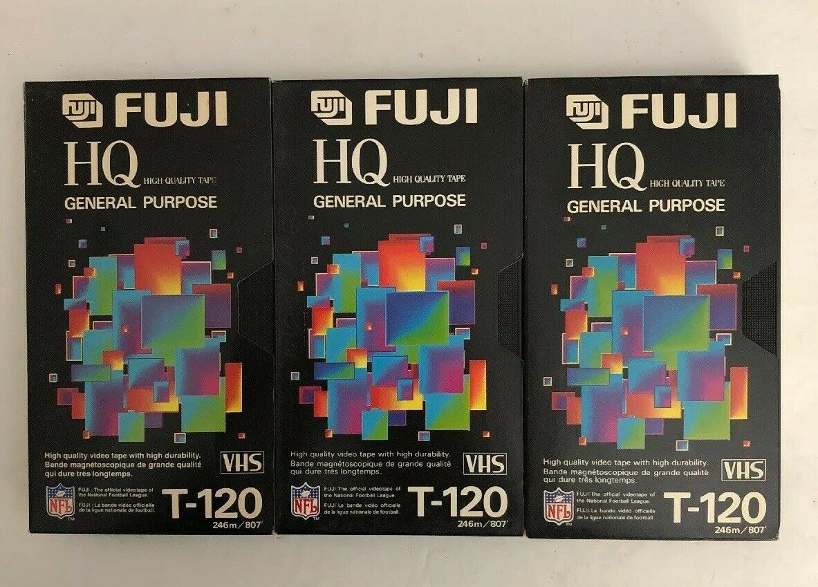 FUJI VHS HQ T120 3 Ea6 Hours BLANK Used High Quality Multi Purpose