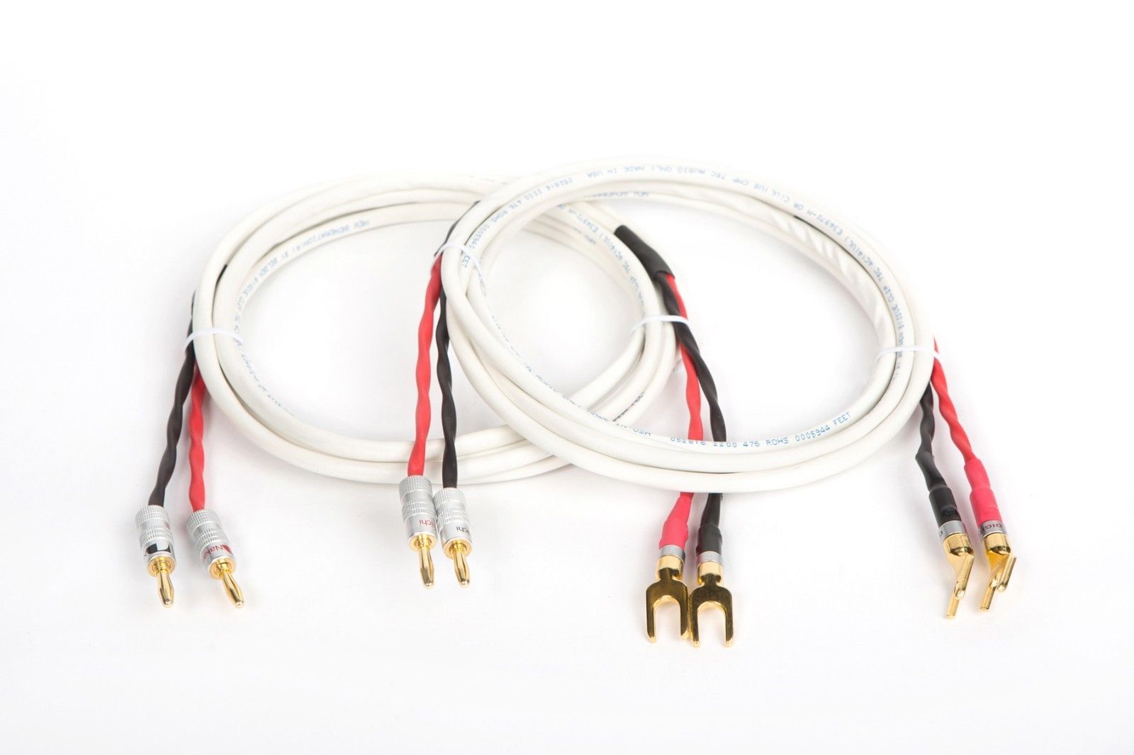 Belden Pure Copper Wire Speaker Cable 2 Spade /2 Banana Plugs Pair, 25