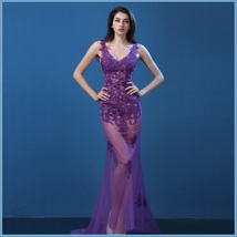 Sheer Chiffon Sleeveless Floral Lace Mermaid Summer Wedding Boudoir Beach Gown image 3
