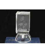 Etched Glass Cuboid Baby Delivery Stork and Angels 3D Image Home Decoration - $8.90