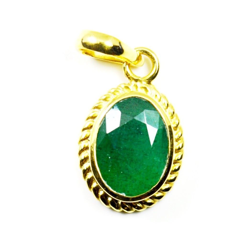 Pretty Emerald Gold Plated Pendant 5 Carat Jewelry Charm Necklace Green