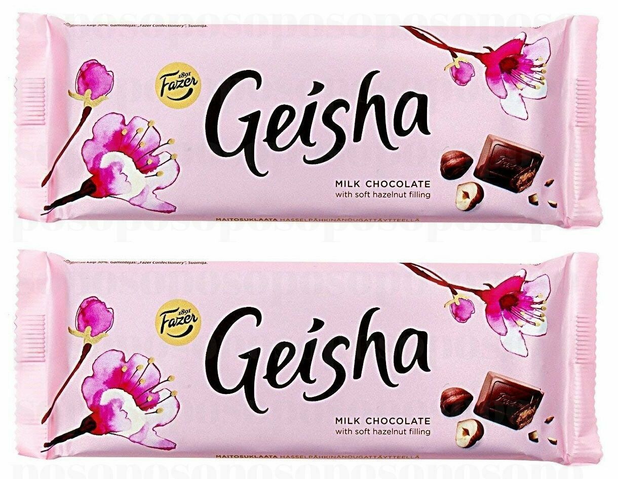 Geisha Milk chocolate with soft hazelnut filling 100g x2 bars, Finnish