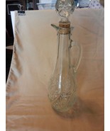 Clear Cut Glass Wine Decanter with Stopper, Starburst Design - $74.25