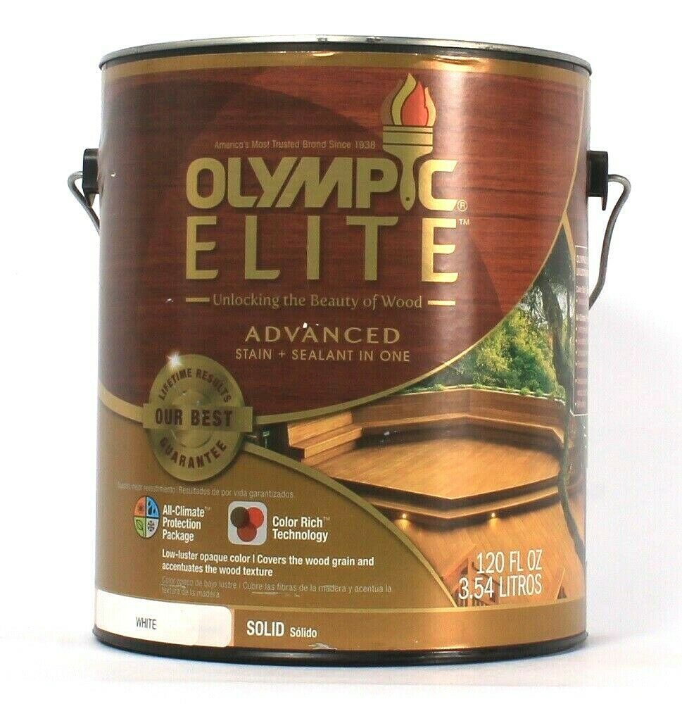 1 Can Olympic Elite 120 Oz White Solid Advanced Stain & Sealant In 1 ...