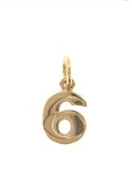 18K YELLOW GOLD NUMBER 6 SIX PENDANT CHARM, 0.7 INCHES, 17 MM, MADE IN ITALY image 1