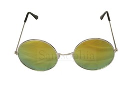 Green Mirrored Reflective Green Sunglasses with a Silver Round Frame UV400 - $9.80