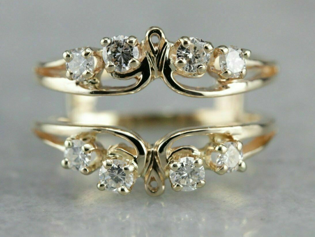 1/2 ct Solitaire Moissanite Enhancer Wrap Engagement Ring 14K Yellow