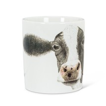 Cow Face Jumbo Coffee Mug Ceramic 16 oz Farm Life Country Animal Grey White image 2