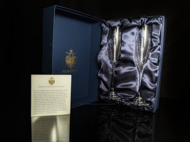 Faberge  Clear Crystal Champagne Flutes NIB - $395.00