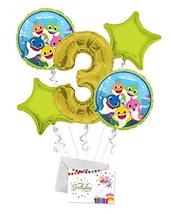 Baby Shark Happy Birthday Balloon Bouquet (5 Balloons), 3rd Birthday | Viva Part - $12.99