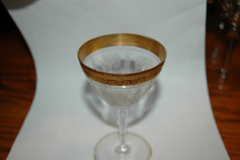 Wedding Bride Tiffin? Minton? Wine Gold Rim Goblets Glasses Vintage Sher... - $19.99