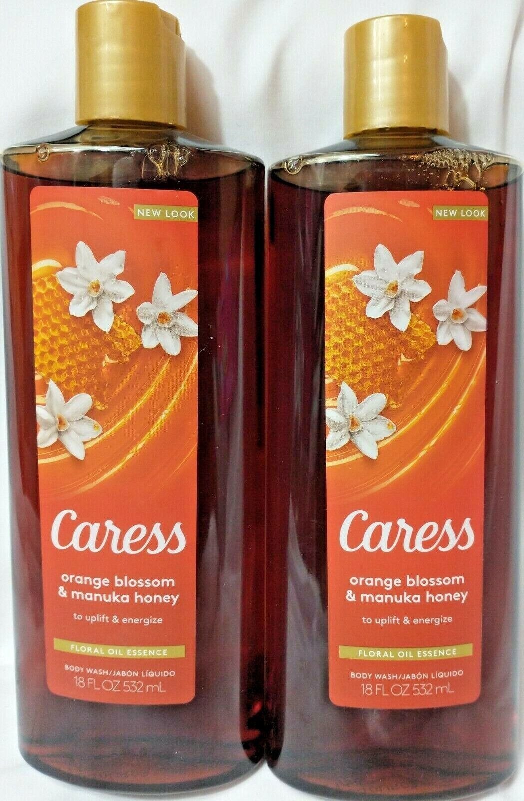 (2) Caress Orange Blossom & Manuka Honey Scent Body Wash 18 Oz Each D5