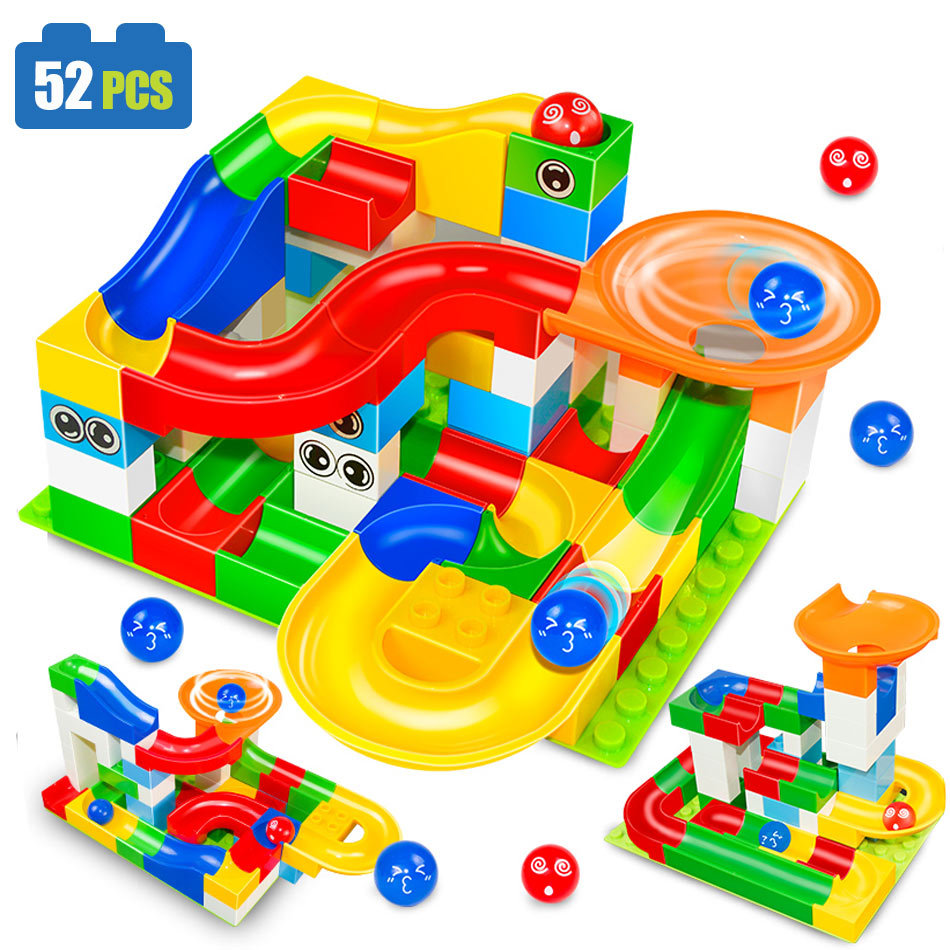 52PCS Creative DIY Rolling Balls Race Run WITH BOX Building Blocks Toy