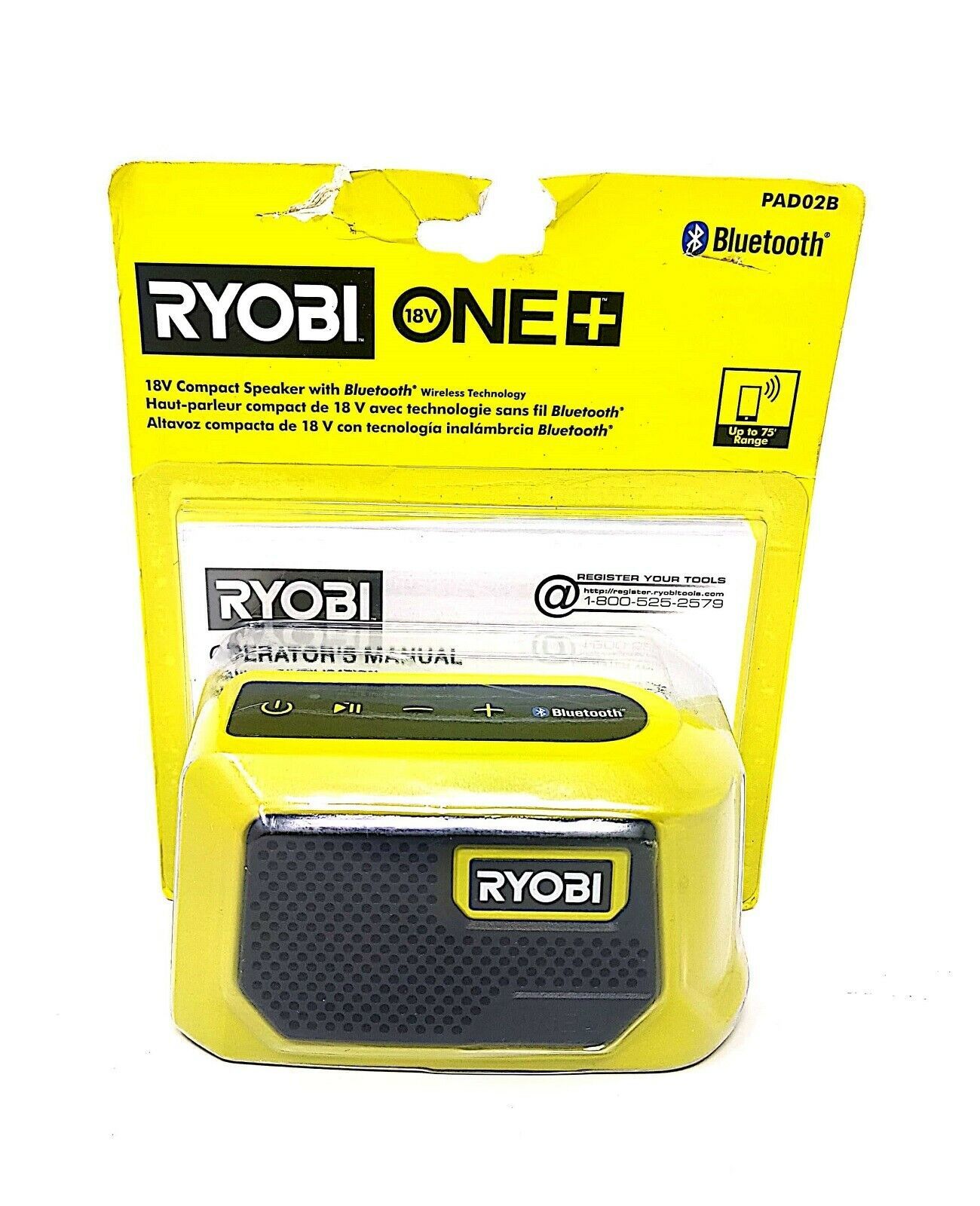 RYOBI ONE+ PAD02B Compact Bluetooth Job Site Wireless Speaker 18V TOOL ONLY