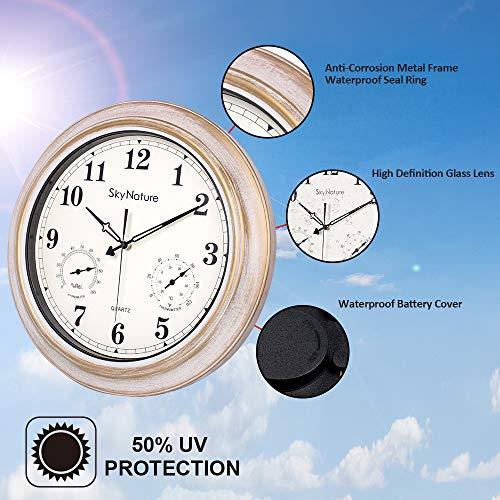 Large Outdoor Clock, Waterproof Clock with Thermometer and Hygrometer
