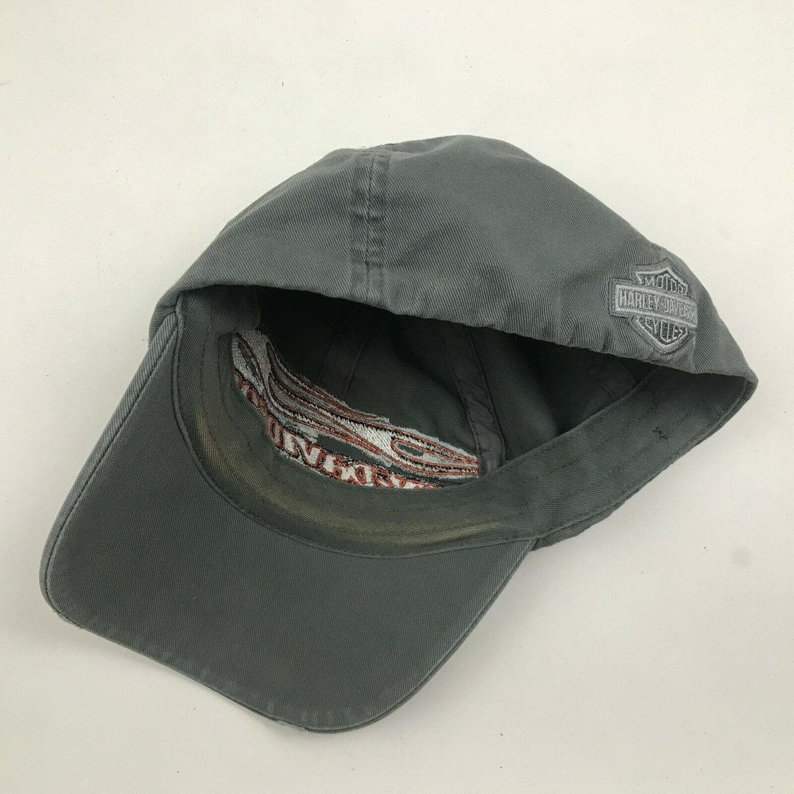 VINTAGE Harley Davidson Hat Cap Gray Fitted Size Medium Distressed