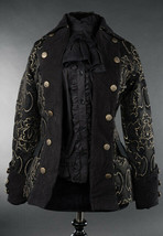 Black Grey Brocade Gothic Victorian Jacket Steampunk Short Pirate Prince... - $119.99