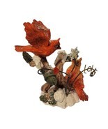 Vtg Winter Cardinals in Love Resin &amp; Metal Figurine Snow Glitter Valenti... - $14.99