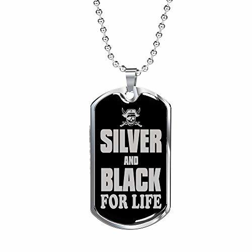 Express Your Love Gifts Raider Fan Gift Silver and Black for Life Necklace Dog T