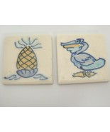 Decorative Ceramic 2.5&quot; Tiles Pineapple Duck Water Bird Crazing - $14.10