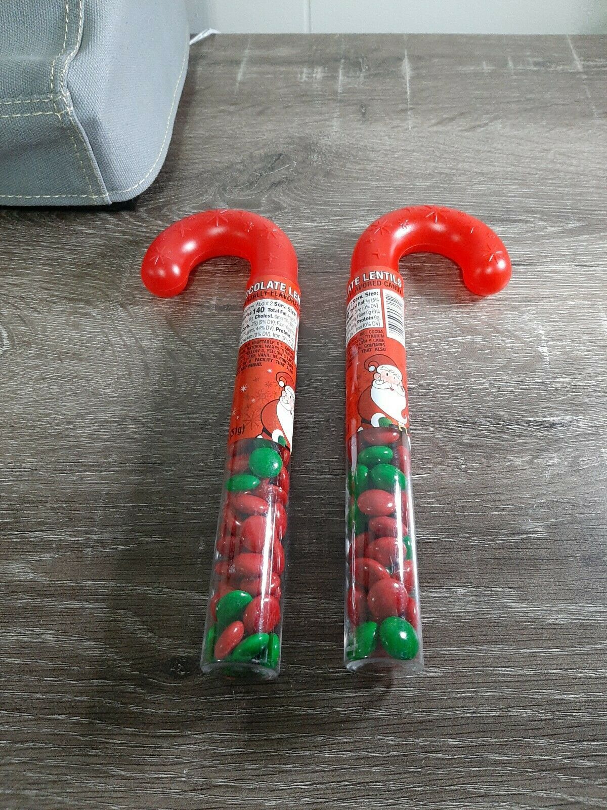 (2) Christmas Candy Cane Filled With Chocolate Lentils. 1.8 oz. Other