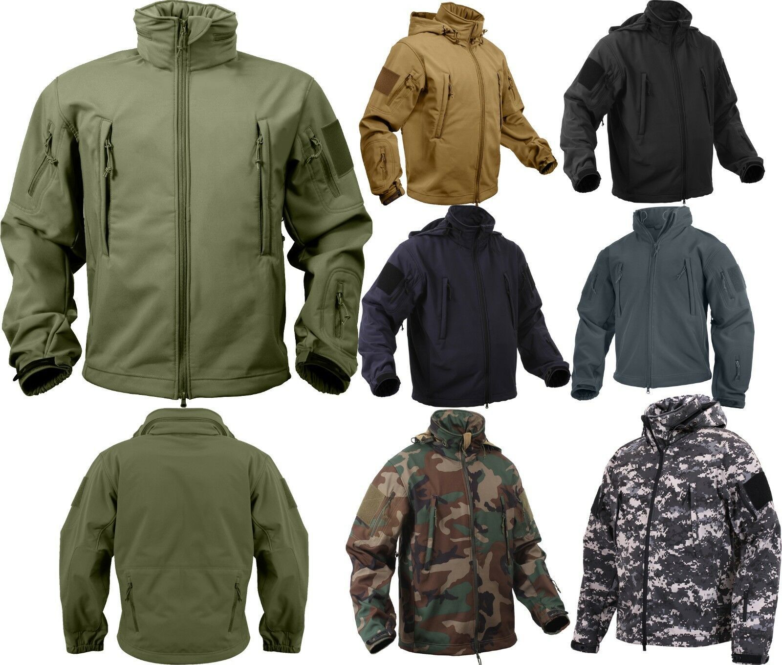 Tactical Soft Shell Waterproof Jacket Fleece Lined Military Army Hooded ...