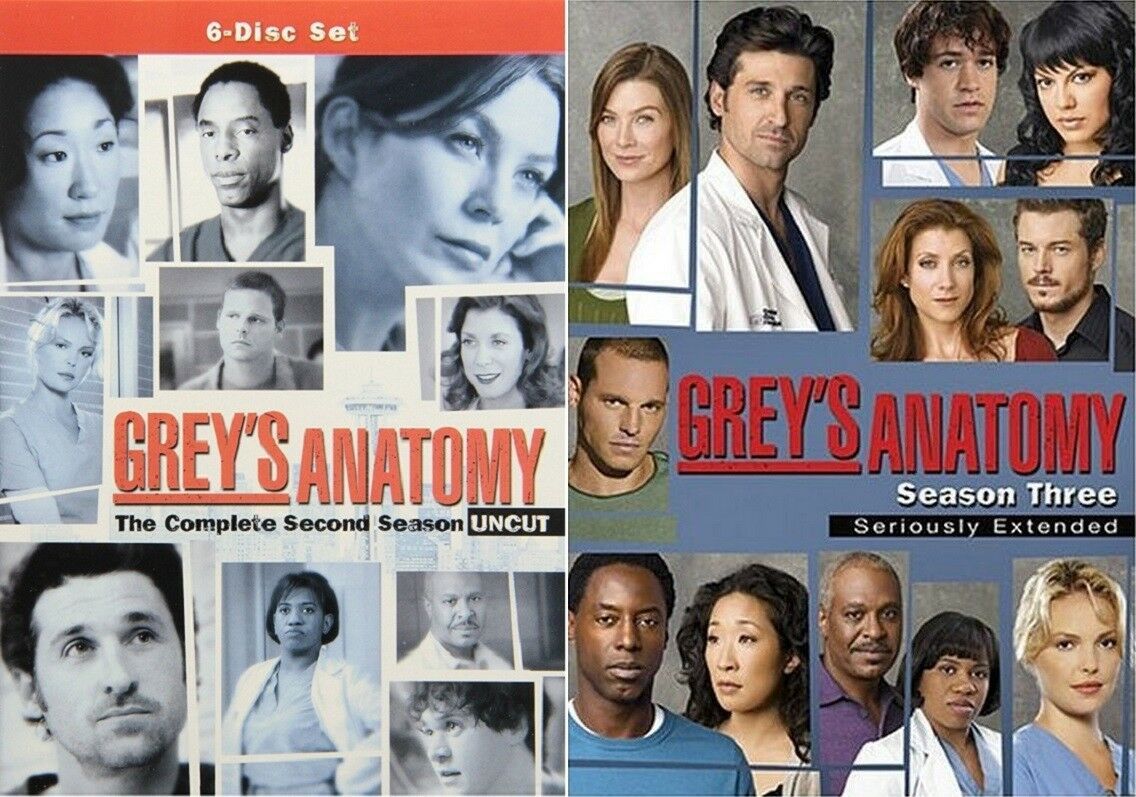 Grey's Anatomy Season 2 6 discs or Season 3 7 discs DVD Individual Box