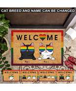 Gay Pride Doormat, Personalized Cat Doormat, Rainbow Welcome Mat, Heart ... - $29.95+