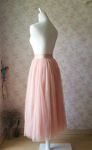 Blush Pink Long Tulle Skirt High Waisted Plus Size Long Tulle Tutu Blush Skirt image 7