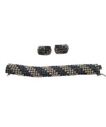 Vtg blue &amp; clear rhinestone multi row tennis bracelet &amp; clip on earrings - $39.99