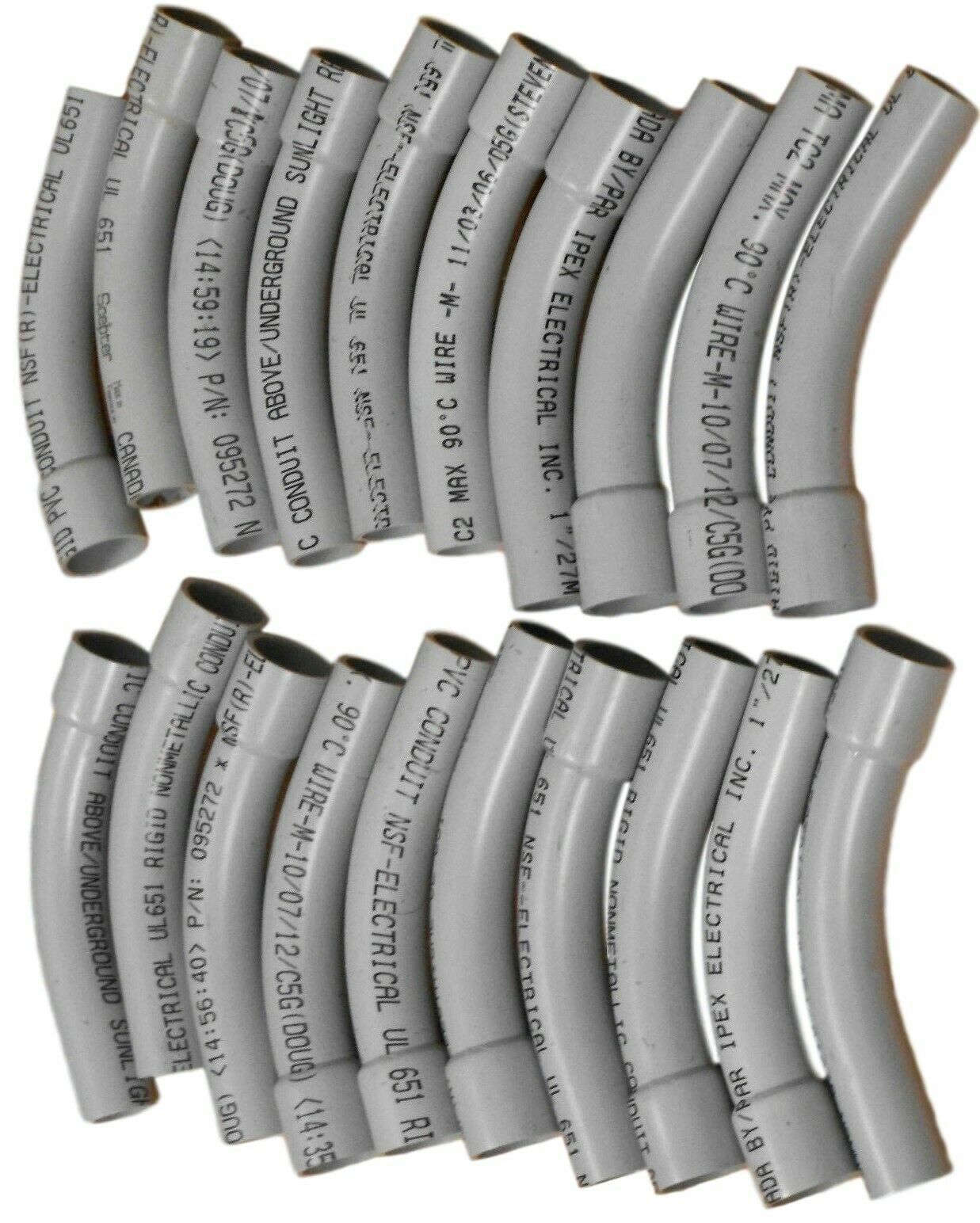 Lot of (20) 1" Inch PVC Electrical Conduit Elbow Sched 40 45 Degree w