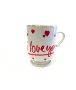 Lefton I Love You 8oz. Red White &amp; Gold Footed Coffee Mug Cup 1988 Geo Z... - $24.99