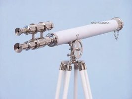 NauticalMart Seaside Floor Standing Chrome with White Leather Griffith Astro Tel image 3