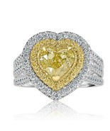 GIA Certified 3.21 Ct Yellow Heart Diamond Ring 18k White Gold Art Deco ... - £8,718.64 GBP