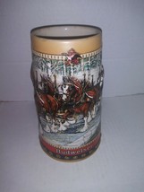 Special Edition 1988 Budweiser Holiday Beer Stein Clydesdales Cross Bridge - $105.18