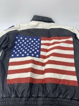 Vintage Leather Jacket YKK Zipper Large Women Patriotic USA Flag Back Ve... - $85.53