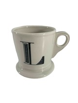 Anthropologie Letter L Initial Monogram Coffee Tea Mug White Black Shaving Cup - $18.81
