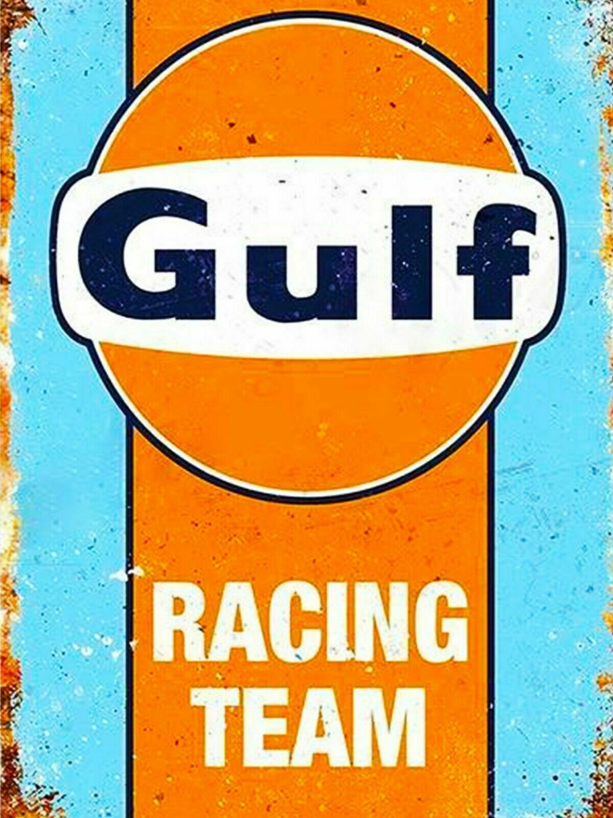 Gulf oil retro vintage garage racing metal wall sign plaque - 1970-Now