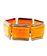 Orange Bracelet Handmade Czech Glass with Platinum Rim Original Design 3... - £63.17 GBP