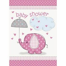 Umbrella Elephant Pink Girl Baby Shower 8 Invitations with Envelopes - $2.96