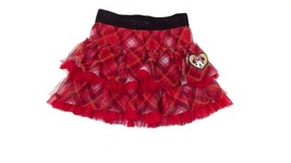 DISNEY girls Plaid Skirt Size 6X 6 X Red Black White W/Minnie Heart Patc... - $9.31