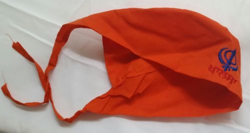 Sikh punjabi Turbante patka pathka Khanda Bandana Testa Wrap Arancione Colore Singh