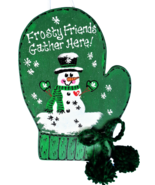 SNOWMAN MITTEN Frosty Friends Gather Here SIGN Wall Door Hanger Winter P... - $33.99