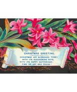 1860&#39;s - 1870&#39;s Antique Victorian Christmas Card With Pink Flowers &amp; Verse - $6.00