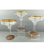 3 DiSaronno Amber Martini Cocktail Glasses Hand Blown Yellow Clear Barwa... - $39.47