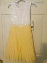 Bonnie Jean Embellished Pleated Chiffon Dress Girls 10 Yellow NWT Retail $68 - $18.94