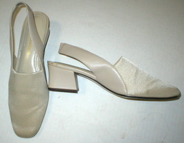 Womens 8.5 Naturalizer Slip on Block Heels Shoes Beige Taupe Work Slingb... - $20.25