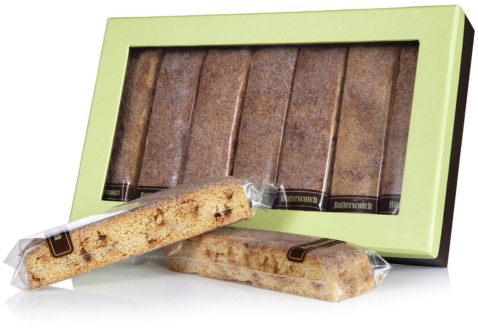 The Biscotti Factory Butter Scotch Biscotti Gift Box, Individually Wrapped Bisco Gift Baskets